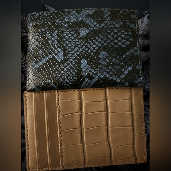 Michael Kors Hudson Crocodile-Embossed Leather Card Case Set NEW - Picture 2 of 5